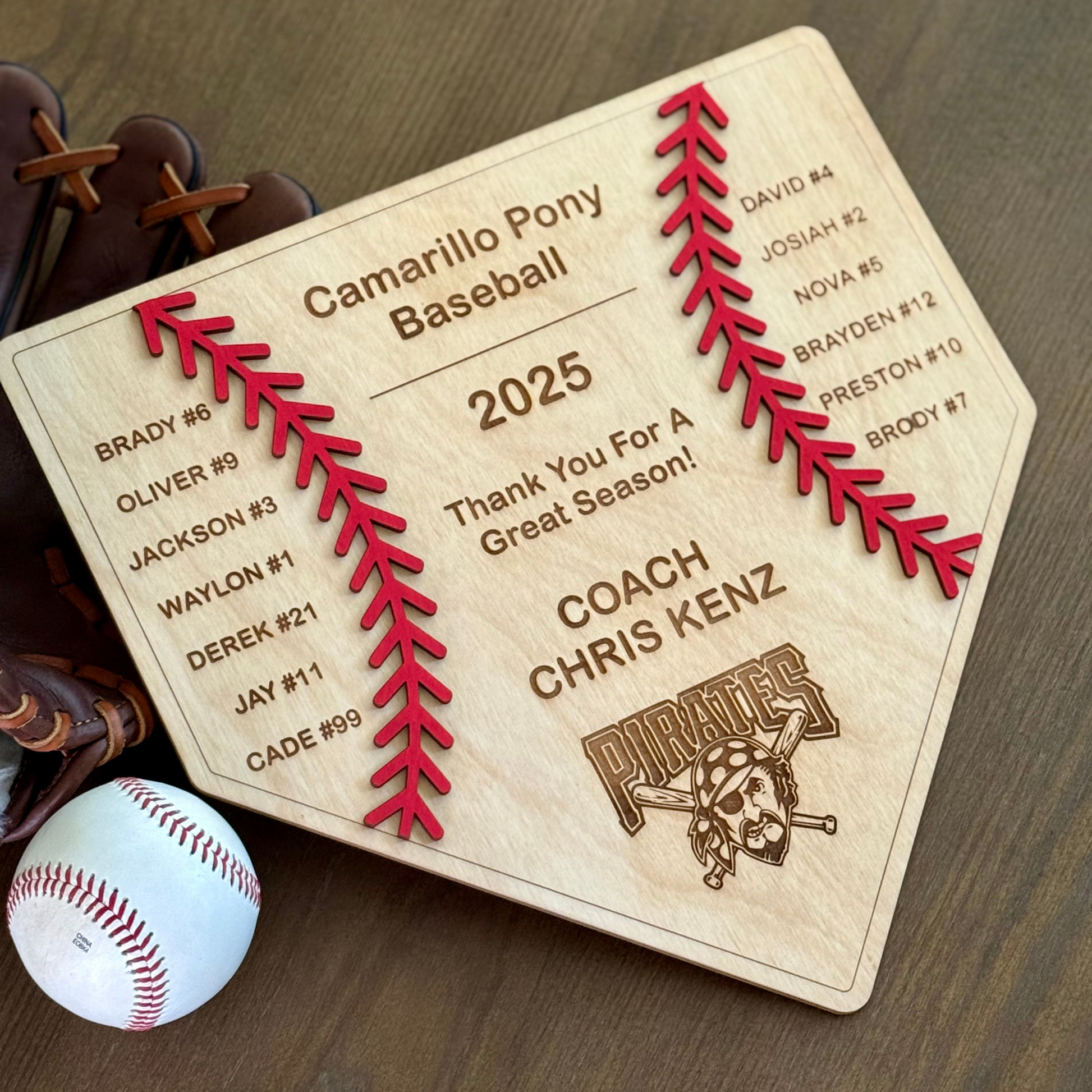 Personalized Baseball Coach Plaque – Home Plate Design