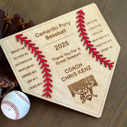 Personalized Baseball Coach Plaque – Home Plate Design