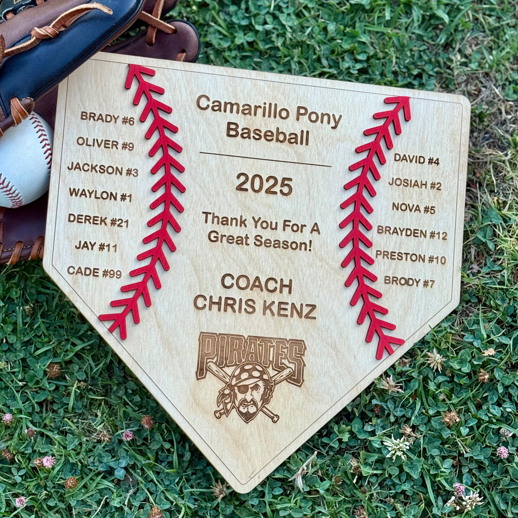 Personalized Baseball Coach Plaque – Home Plate Design