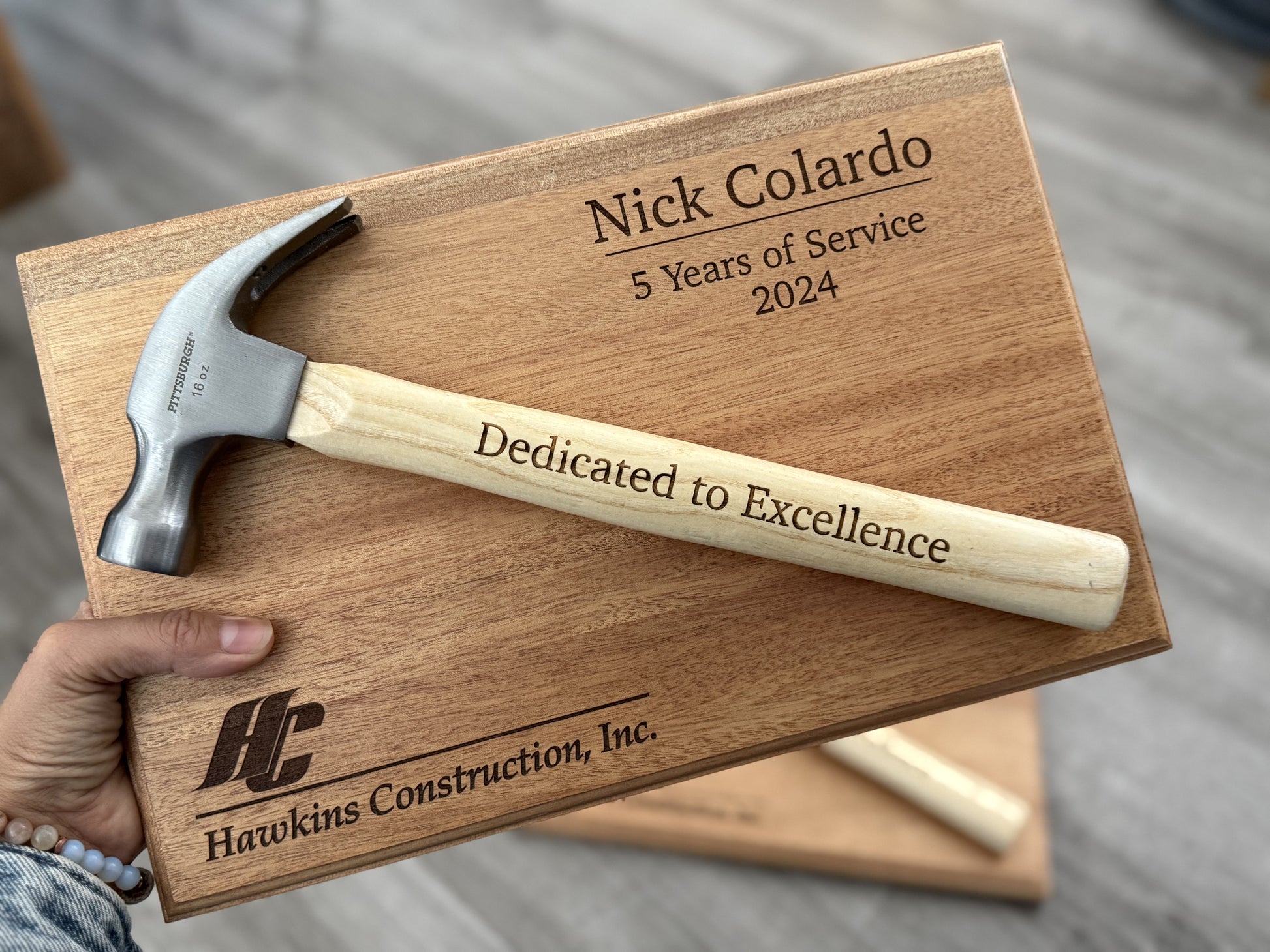 Personalized Hammer Plaque - Silver Hammer Finish