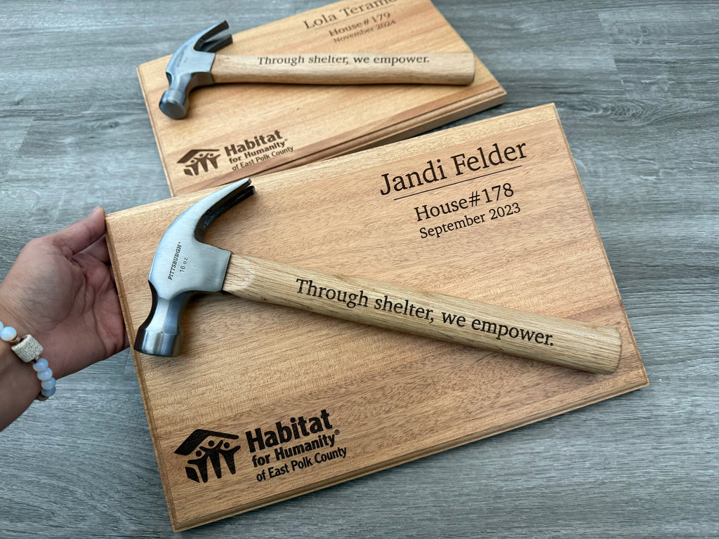 Personalized Hammer Plaque - Silver Hammer Finish